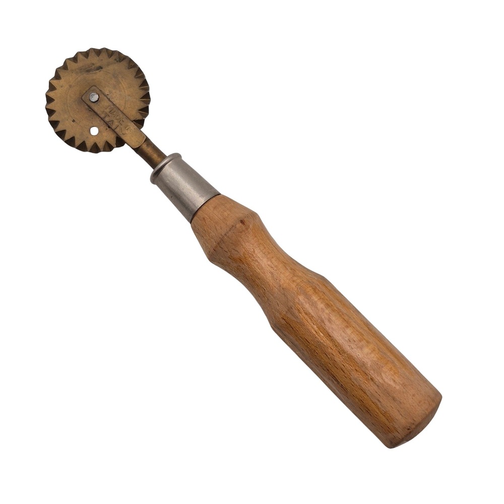 Pasta Pastry Wheel Cutter Crimper Tool Wood Handle Made in Italy